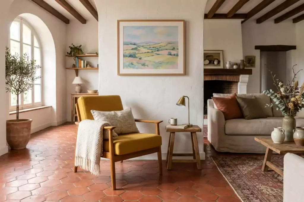 couleur interieur avec tomette rouge