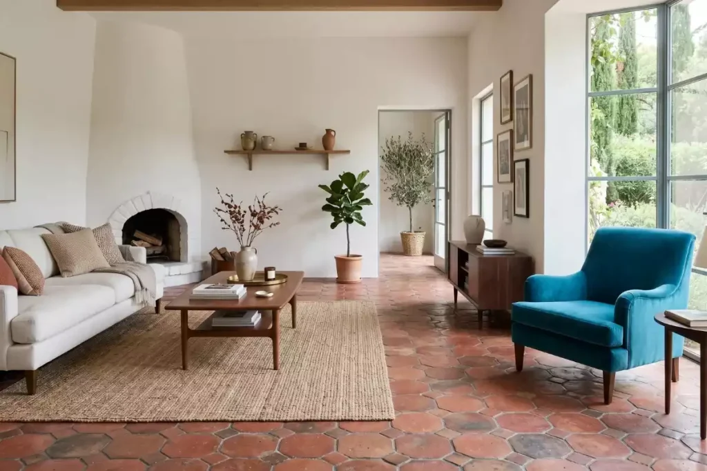 couleur mur avec tomette rouge