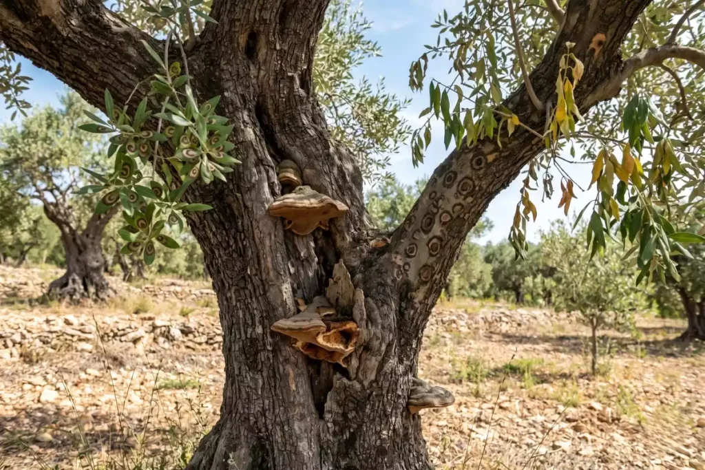 champignon sur olivier