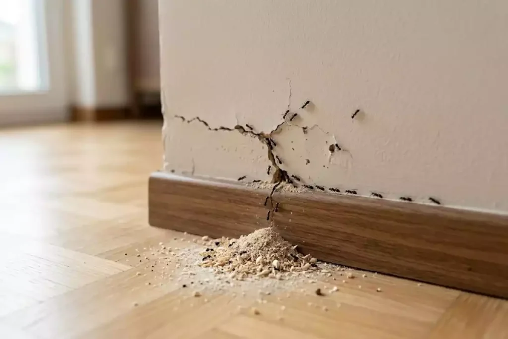 nid fourmis dans un mur