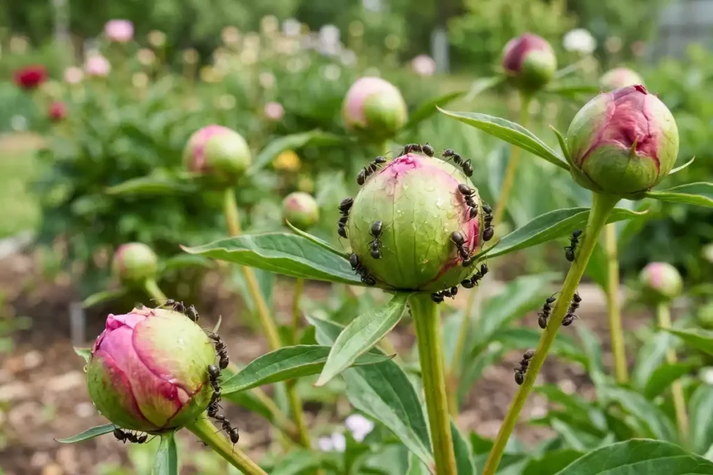 fourmis autour de la pivoine