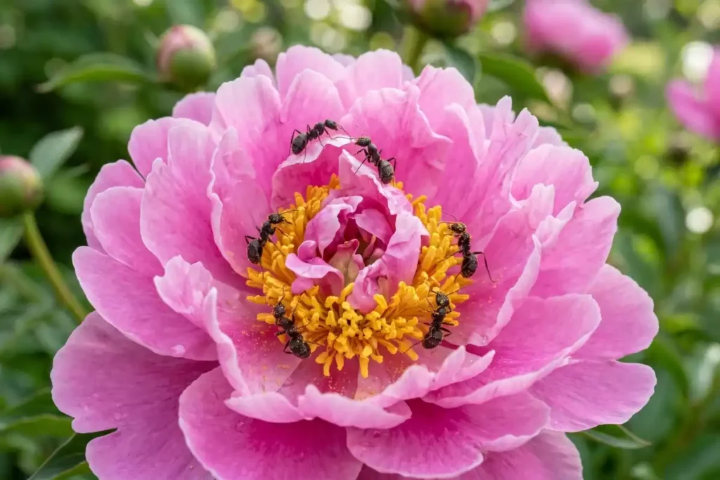 pivoine avec fourmis